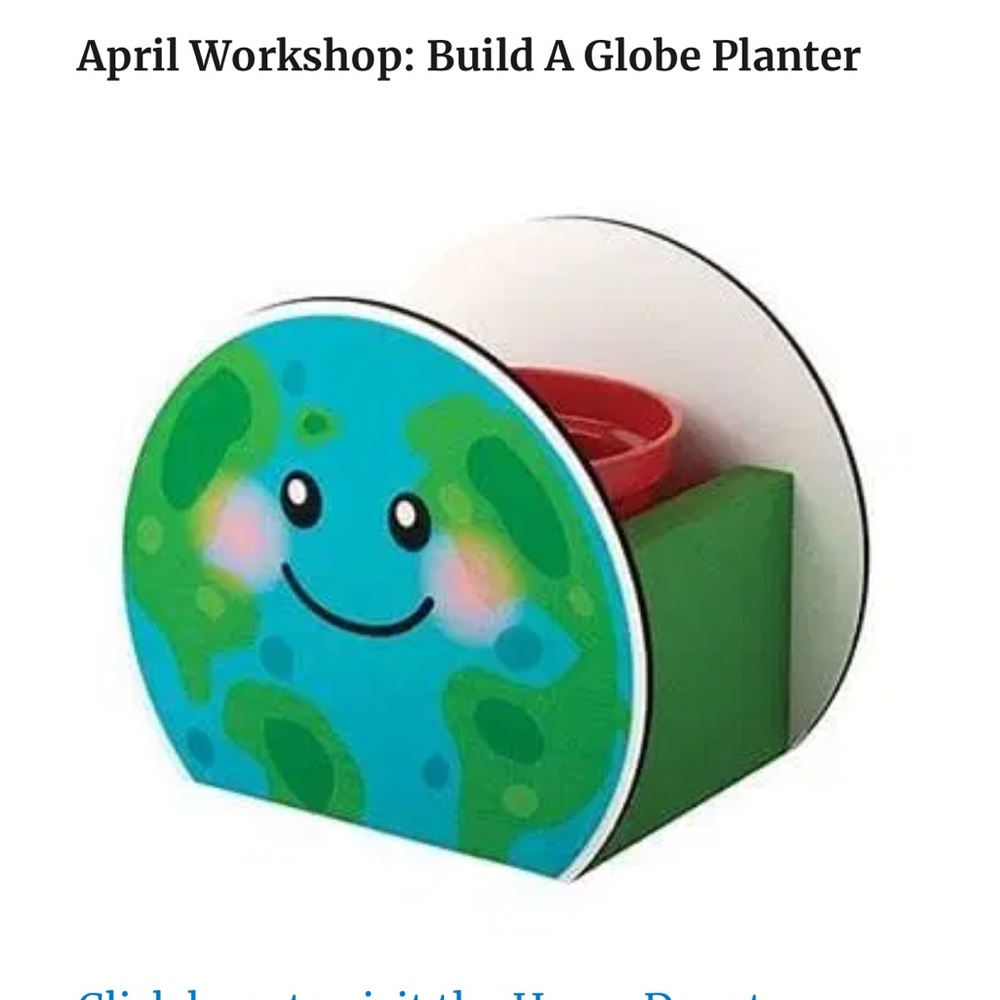 New! Home Depot DIY kids workshop - Globe Planter